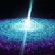 Artist’s impression of the magnetized neutron star emitting a disk of matter